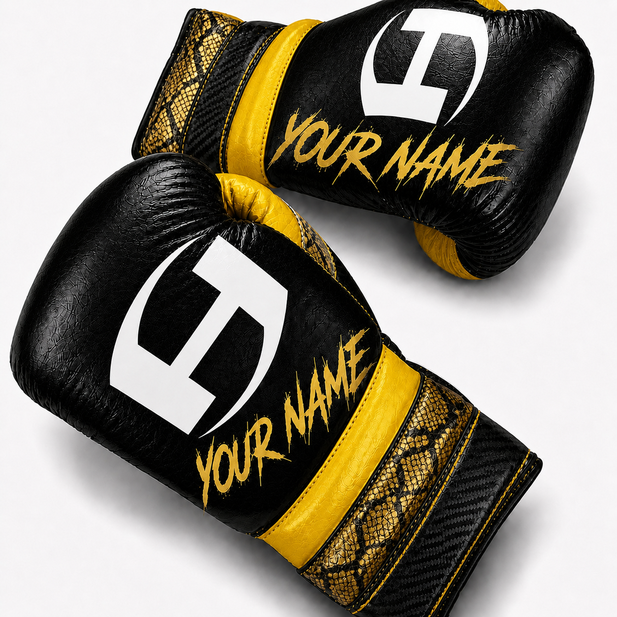 YELLOW BLACK PYTHON  | BOXING GLOVES | 100% LEATHER
