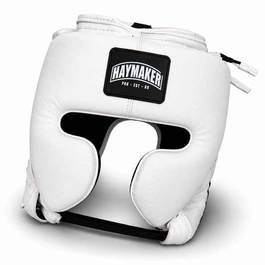WHITE PRO HEADGEAR | 100% LEATHER