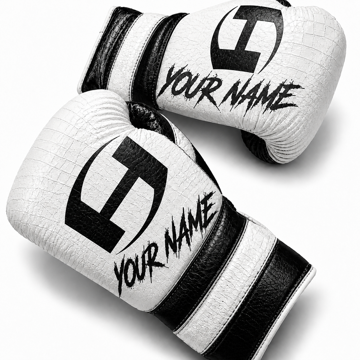 CROC SKIN WHITE & BLACK | BOXING GLOVES | 100% LEATHER