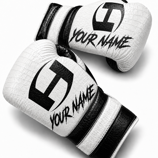 CROC SKIN WHITE & BLACK | BOXING GLOVES | 100% LEATHER